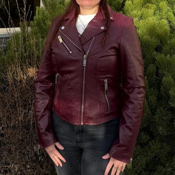 Women's Premium Lamb Leather Moto Jacket with Asymmetrical Zippers - Velora Luxury Fashion