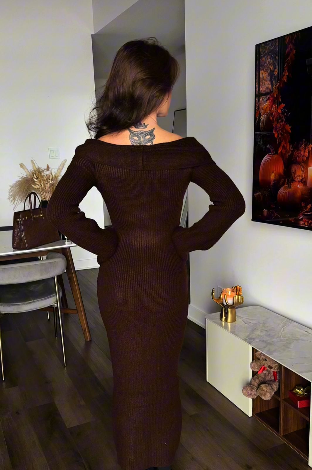 Cocoa Elegance Maxi Dress