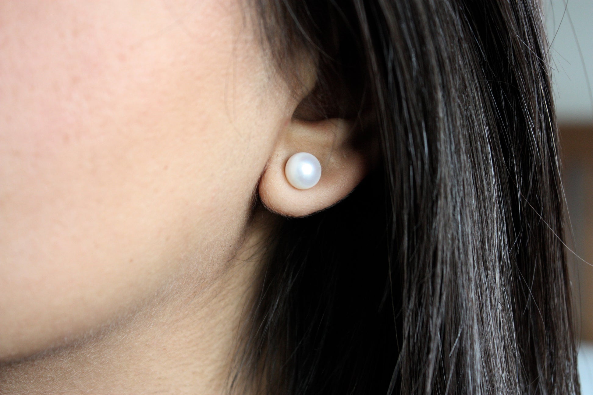 White Pearl Stud Earrings 8mm - Velora Luxury Fashion