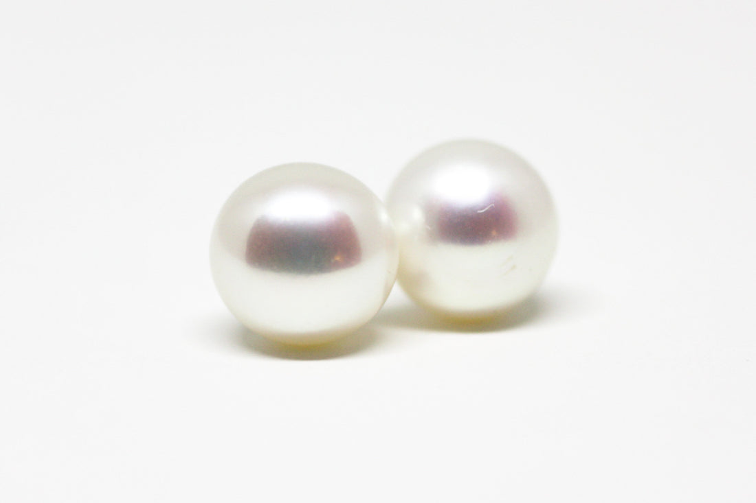 White Pearl Stud Earrings 8mm - Velora Luxury Fashion