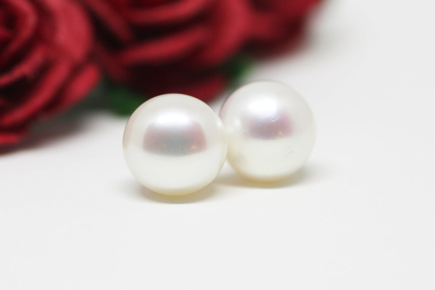 White Pearl Stud Earrings 8mm - Velora Luxury Fashion