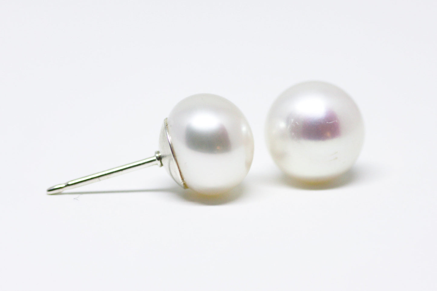 White Pearl Stud Earrings 8mm - Velora Luxury Fashion