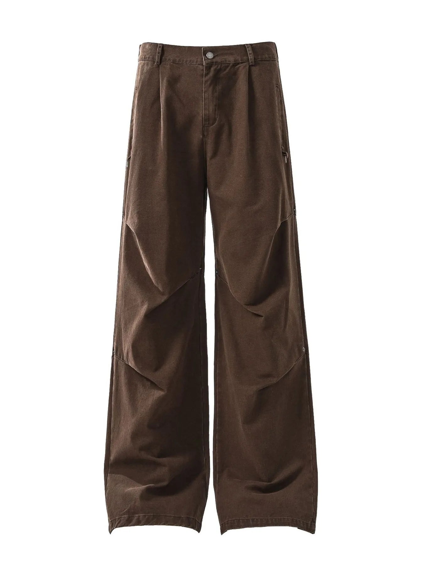 Wide-Leg Cargo Pants with Unique Curved Seam Design - Velora