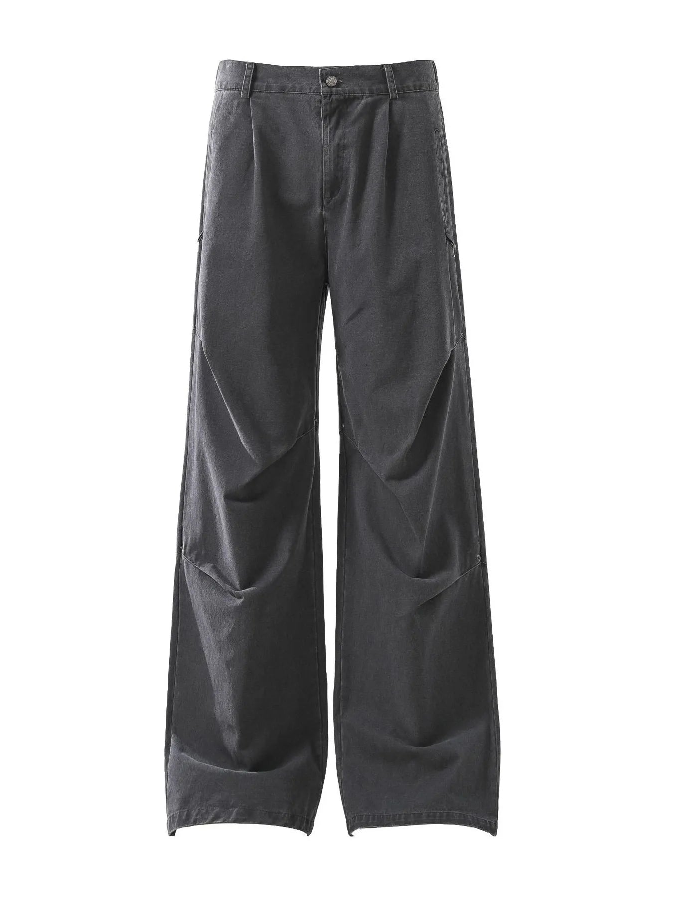 Wide-Leg Cargo Pants with Unique Curved Seam Design - Velora