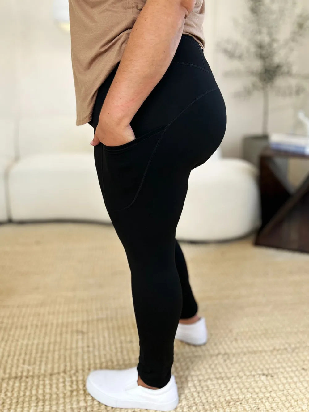 Wide Waistband Sports Leggings - Velora Luxury Fashion
