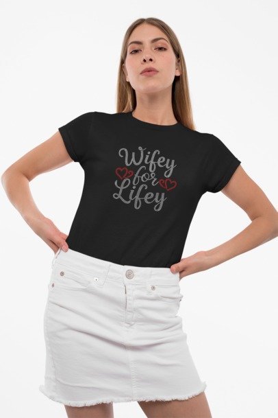 Wifey for Lifey Rhinestone Shirt – Newlywed Sparkle Bling Tee | Blingdazzel