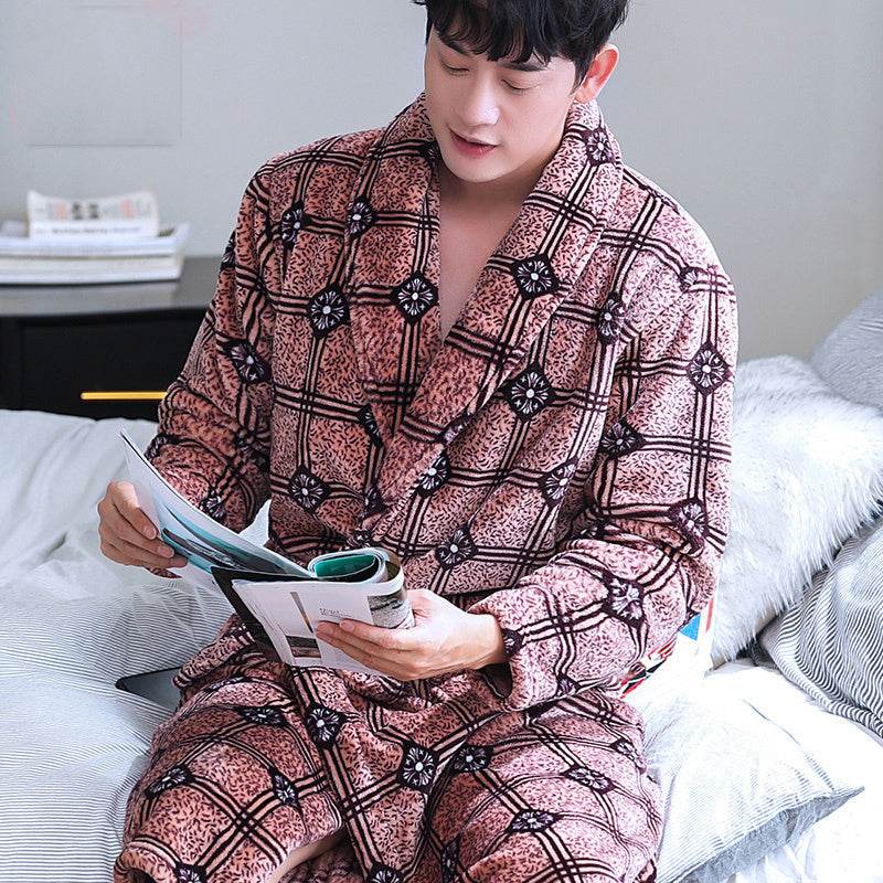 Coral Dressing Gown – Luxurious Thick Rabbit Fur Pajamas for Men EX-STOCK Canada