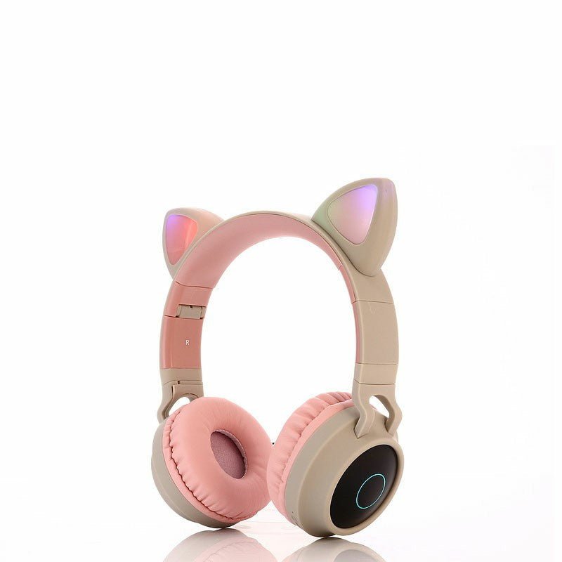 Wireless Cat Ear Bluetooth 5.0 Stereo Bass Headset LED Lights Earphone for Adults - Grey / Dark Blue - Velora Luxury Fashion