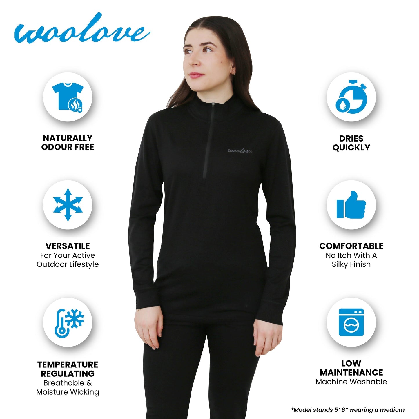Women's 100% Merino Wool 1/4 Zip Pullover 190 GSM - Velora Luxury Fashion