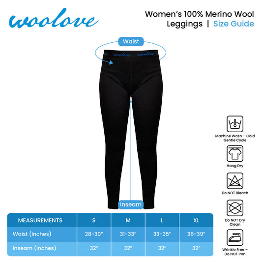 Women's 100% Merino Wool Long Underwear Base Layer Leggings 190 GSM - Midweight - Velora Luxury Fashion