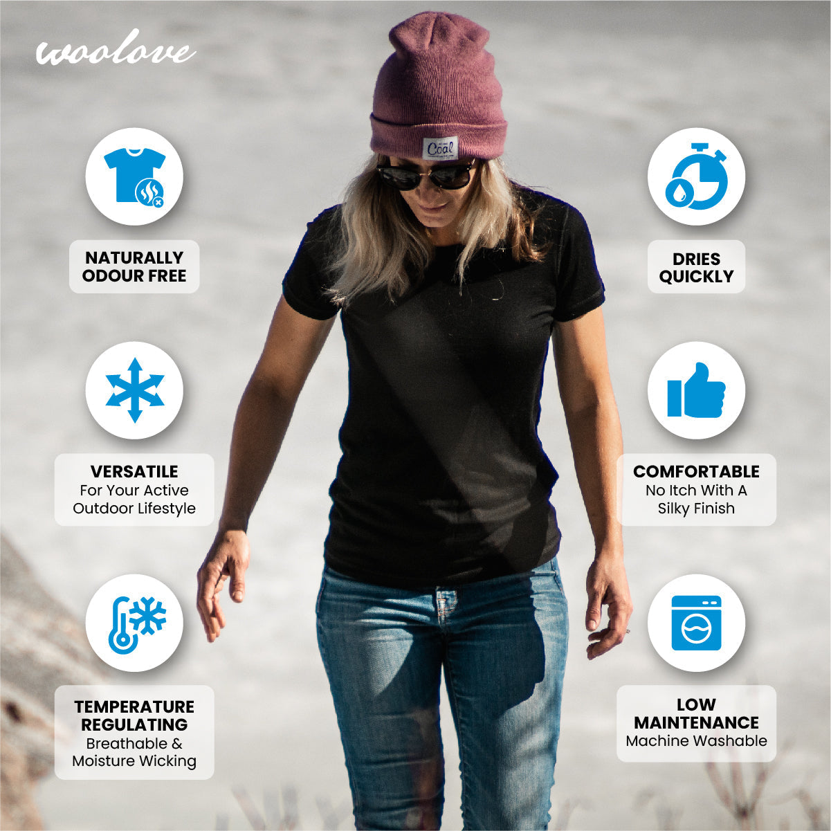 Women's 100% Merino Wool Short Sleeve T-Shirt 180 GSM - Lightweight - Velora Luxury Fashion