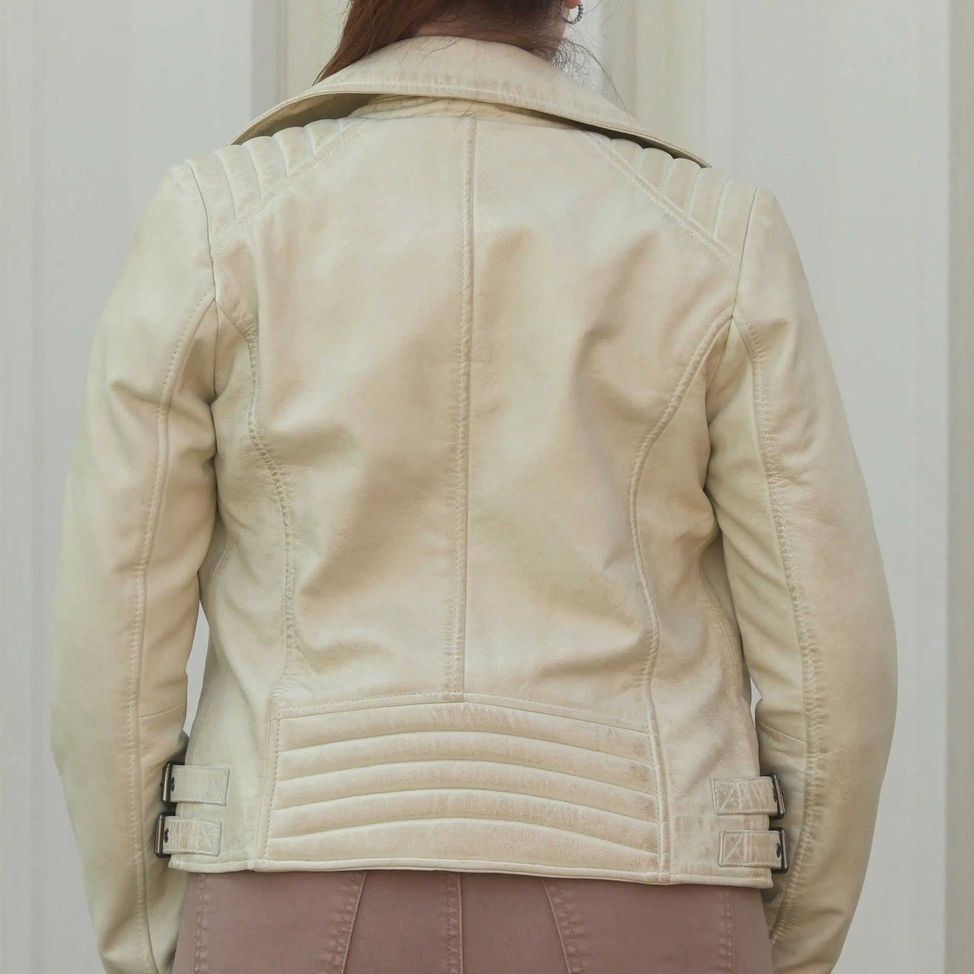 Women's Biker Look Sheep Leather Jacket - Velora Luxury Fashion