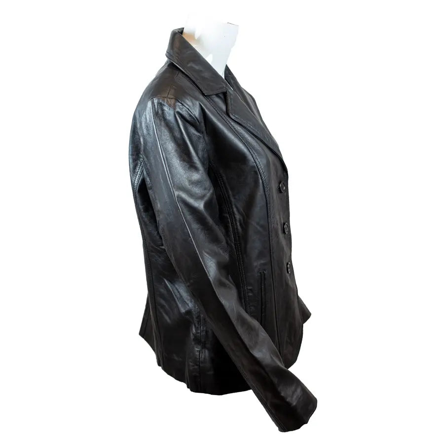 Women's Blazer Stitched Leather Jacket - Velora Luxury Fashion