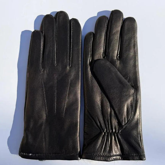 Women's Drum Dyed Lamb Leather Gloves with Luxurious Rabbit Fur Trim - Velora Luxury Fashion