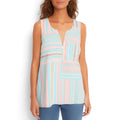 Women's [L] Kohala Stripe 1/4 Zip Linen Sleeveless Blouse | Tommy Bahama - Velora Luxury Fashion