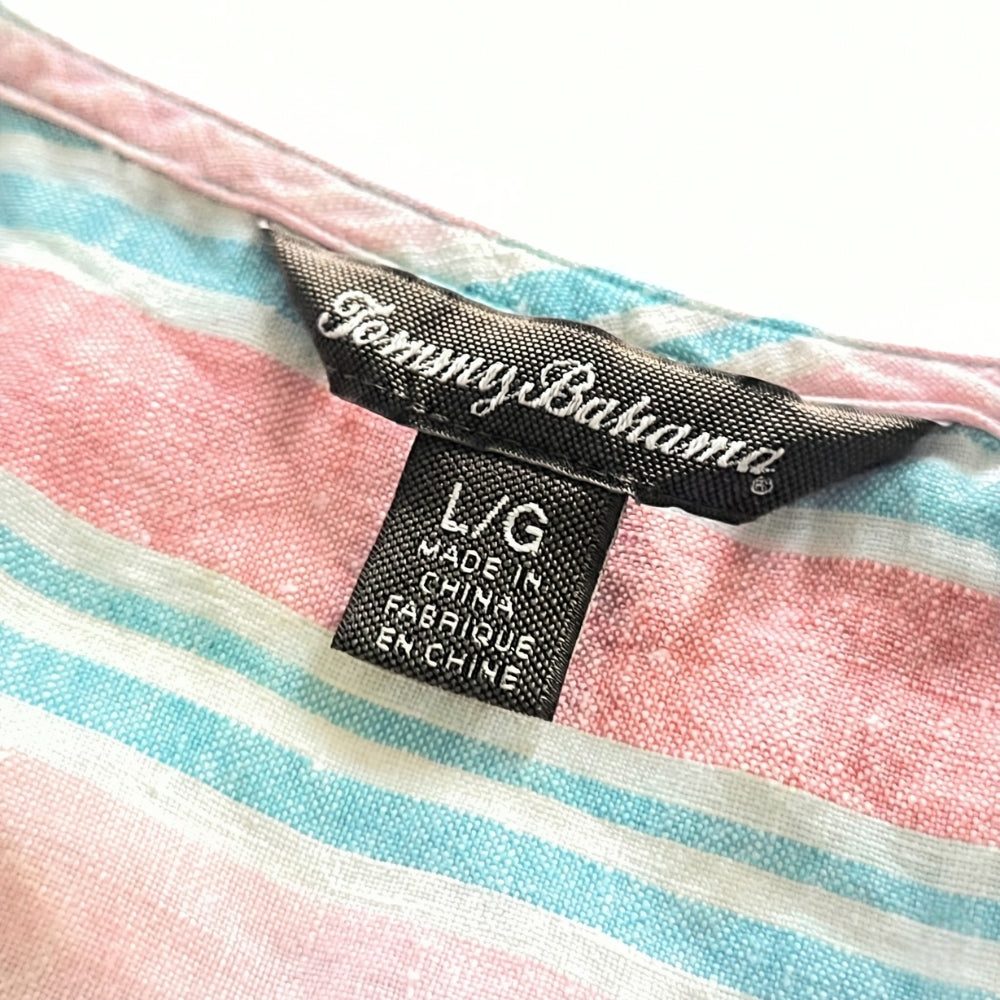 Women's [L] Kohala Stripe 1/4 Zip Linen Sleeveless Blouse | Tommy Bahama - Velora Luxury Fashion