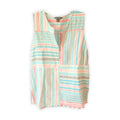 Women's [L] Kohala Stripe 1/4 Zip Linen Sleeveless Blouse | Tommy Bahama - Velora Luxury Fashion