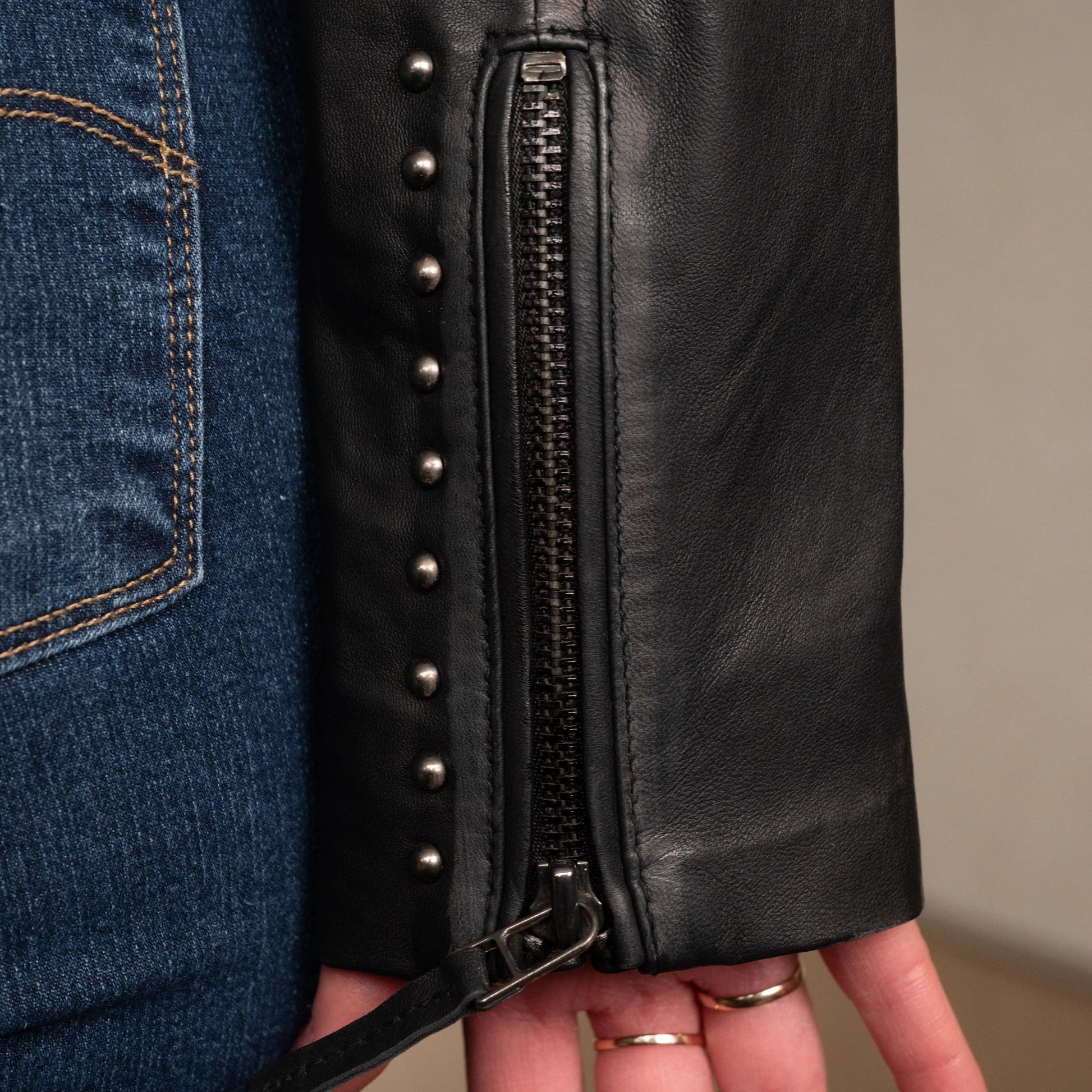 Women's Lamb Leather Jacket with Floral Embroidery - Velora Luxury Fashion
