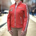 Women's Leather Jacket with Patches - Velora Luxury Fashion