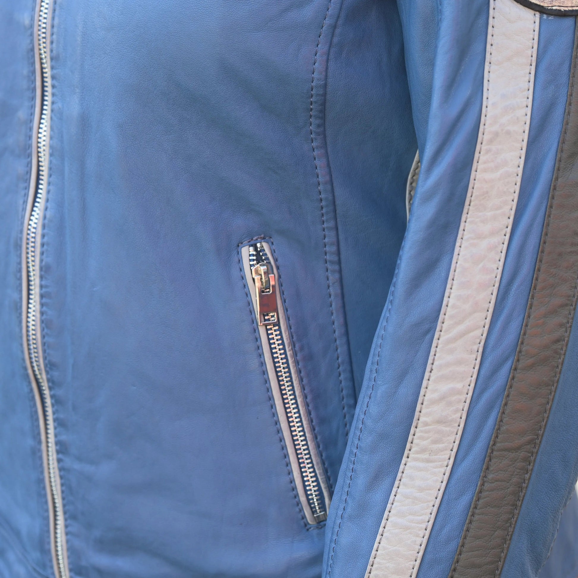 Women's Leather Jacket with Patches - Velora Luxury Fashion
