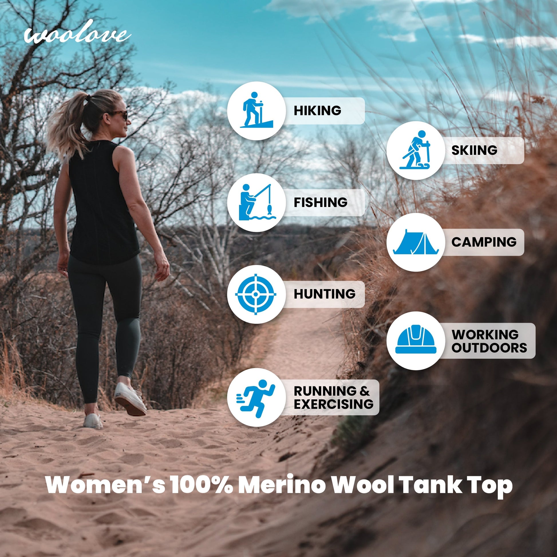 Women's Merino Wool Tank Top with Crew Neck - Velora Luxury Fashion