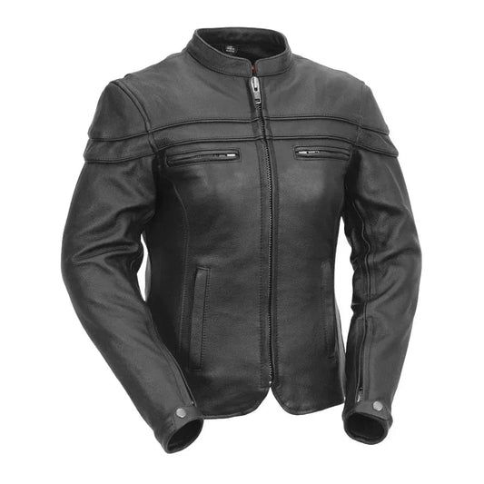 Women's Motorcycle Jacket. Vented Cowhide with Zip-Out Thermal Liner - Velora Luxury Fashion
