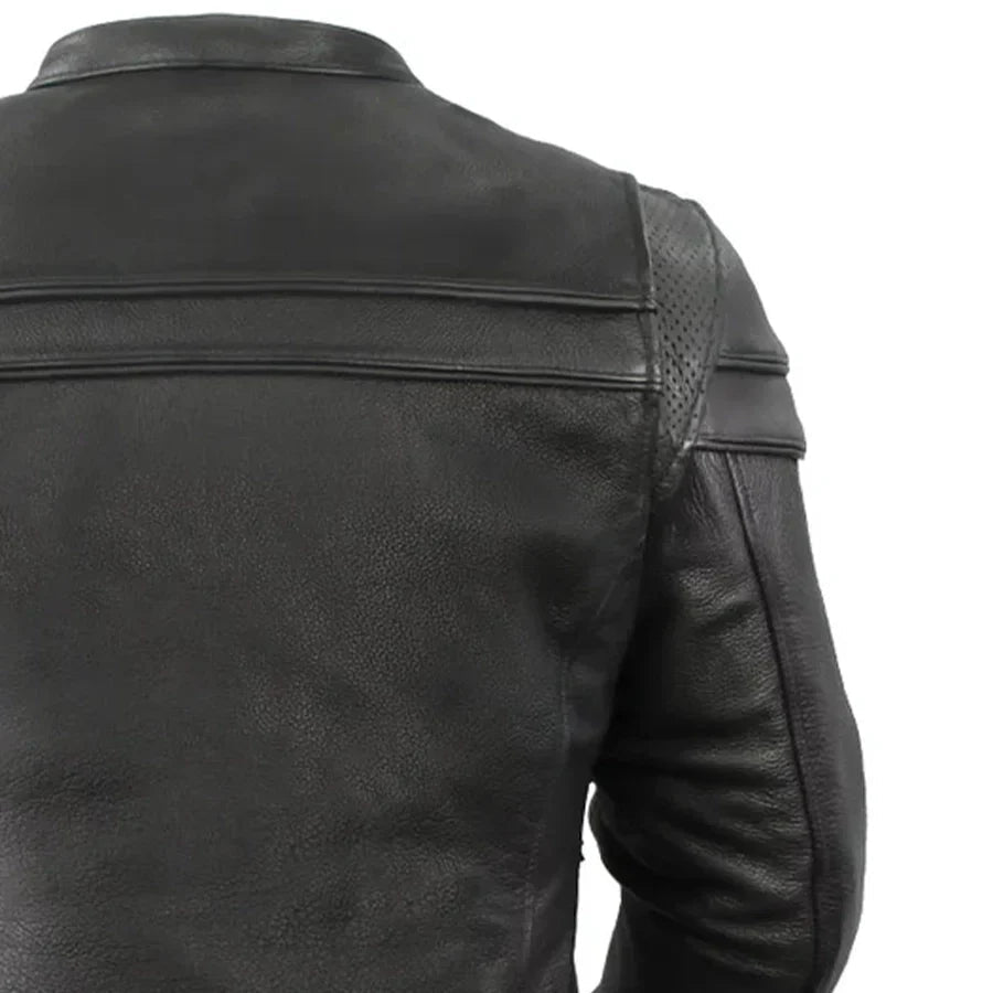 Women's Motorcycle Jacket. Vented Cowhide with Zip-Out Thermal Liner - Velora Luxury Fashion