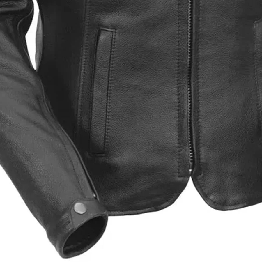 Women's Motorcycle Jacket. Vented Cowhide with Zip-Out Thermal Liner - Velora Luxury Fashion