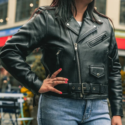 Women’s Motorcycle Leather Jacket. Quilted Thermal Liner & Cowhide - Velora Luxury Fashion