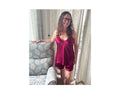 Women's  Mulberry Silk Camisole and Boxer Pajama Set Wine - Velora Luxury Fashion
