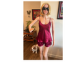 Women's  Mulberry Silk Camisole and Boxer Pajama Set Wine - Velora Luxury Fashion
