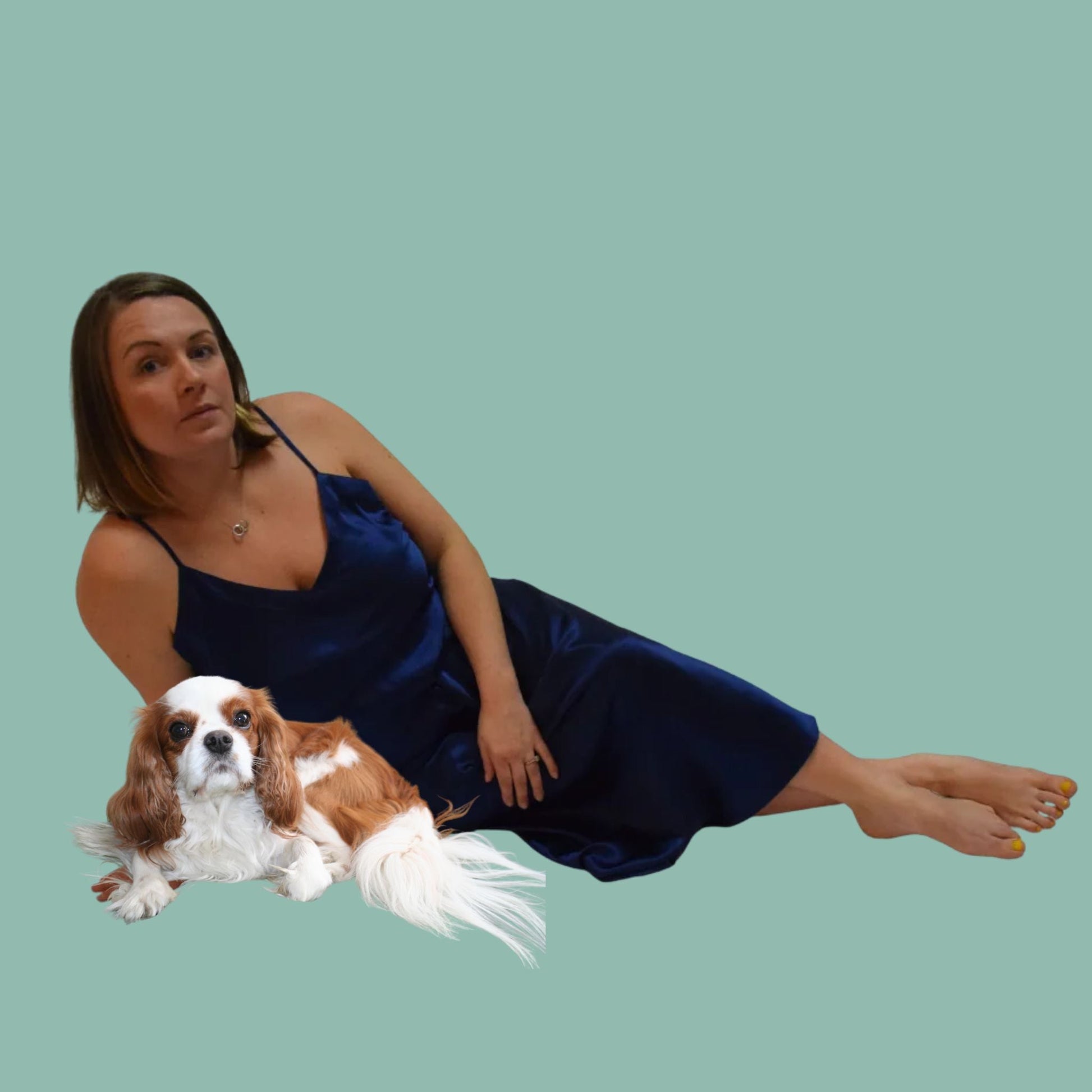 Women's Mulberry Silk Nightgown Navy Blue - Velora Luxury Fashion