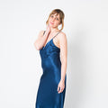 Women's Mulberry Silk Nightgown Navy Blue - Velora Luxury Fashion