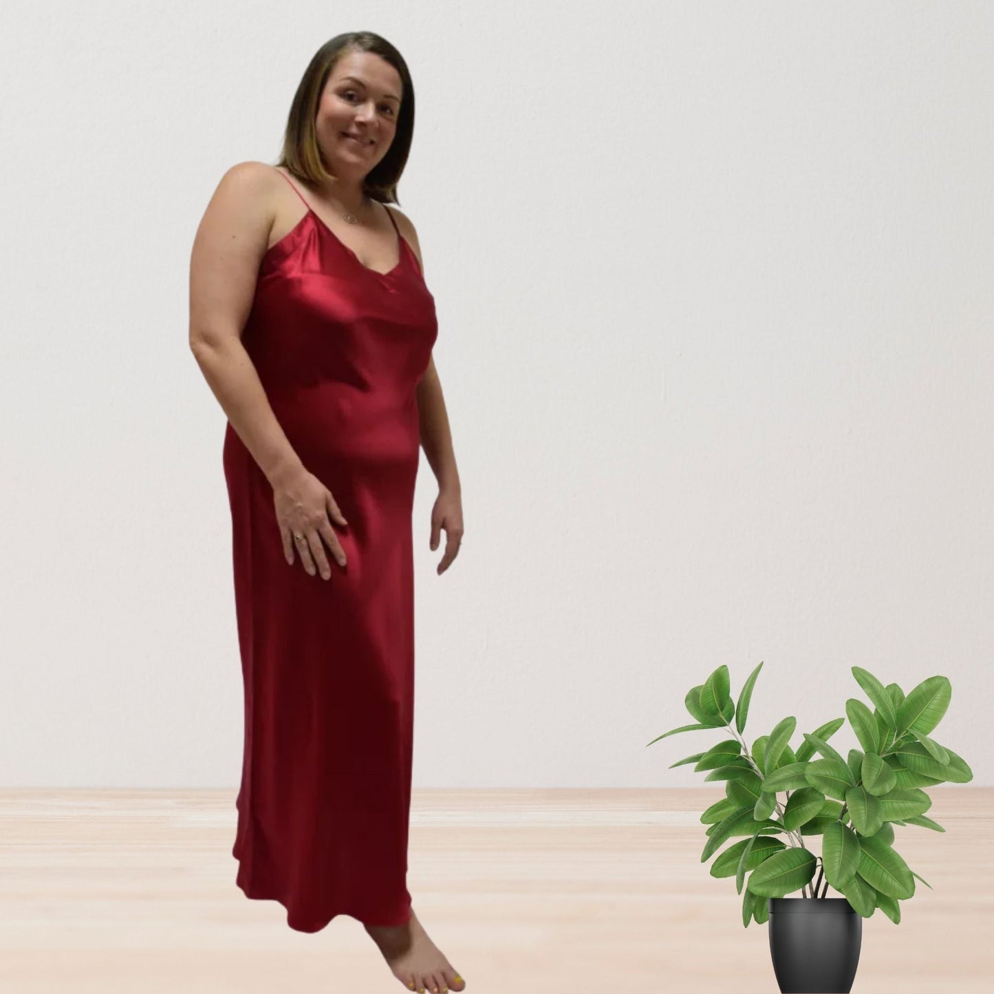 Women's Mulberry Silk Nightgown Red - Velora Luxury Fashion