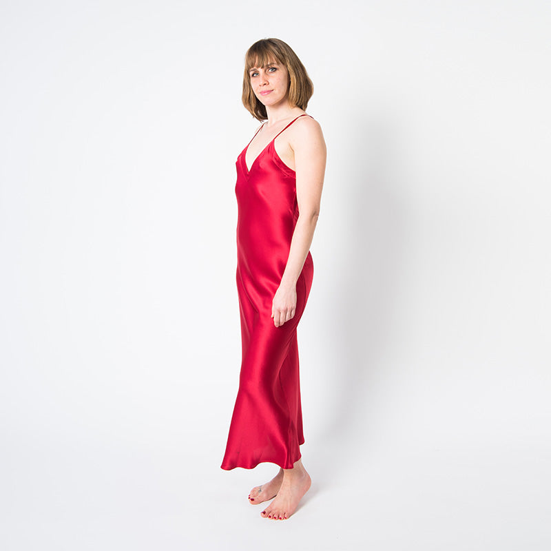Women's Mulberry Silk Nightgown Red - Velora Luxury Fashion