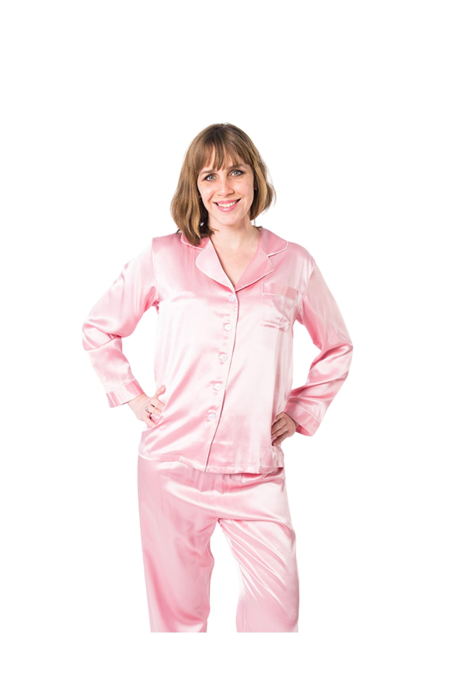 Women's Mulberry Silk Pajama Set Pink - Velora Luxury Fashion