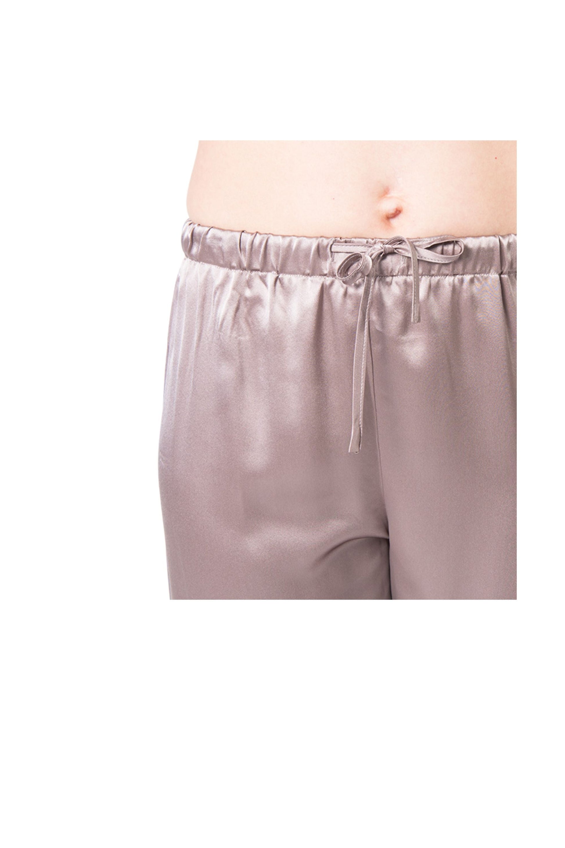 Women's  Mulberry Silk Pajama Set Taupe - Velora Luxury Fashion