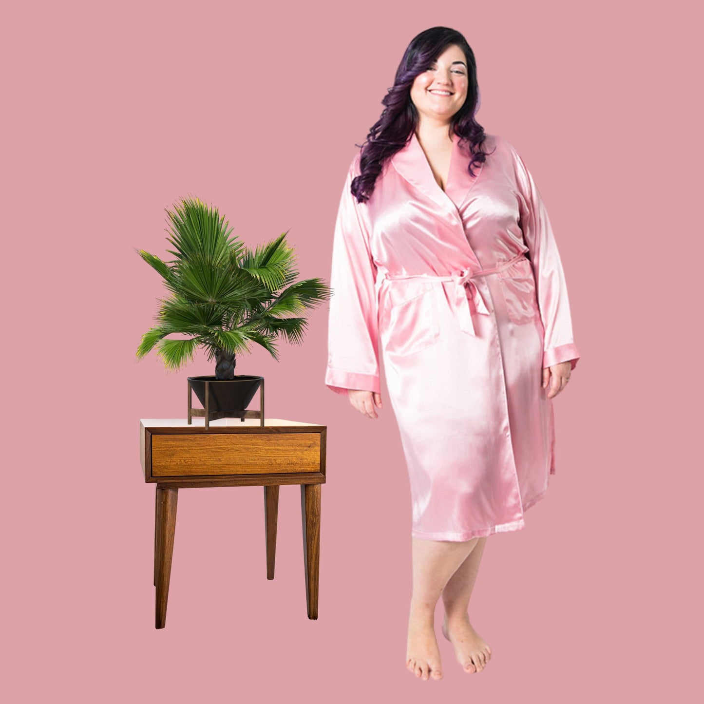 Women's Mulberry Silk Robe Pink - Velora Luxury Fashion