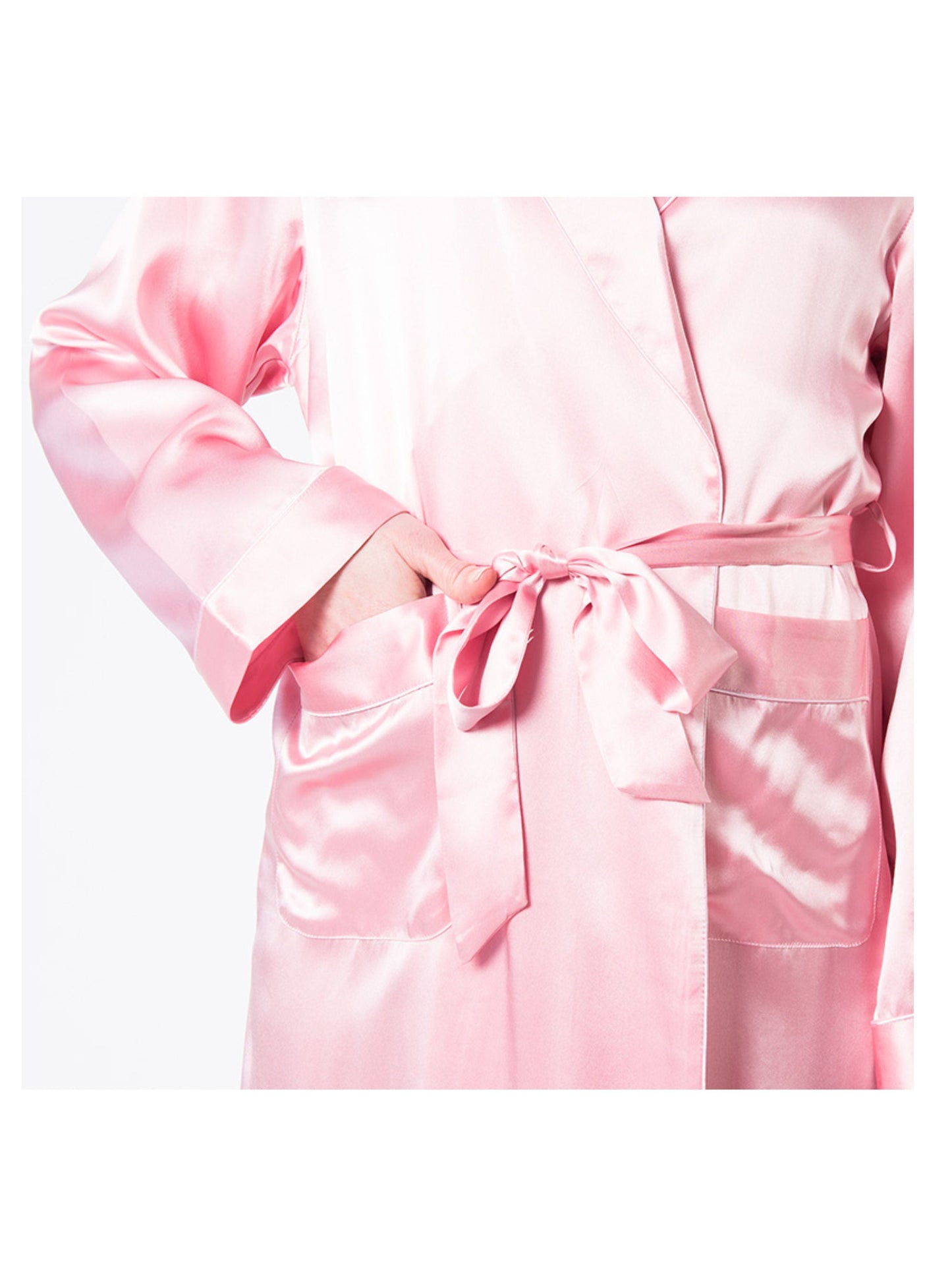 Women's Mulberry Silk Robe Pink - Velora Luxury Fashion