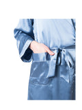 Women's Mulberry Silk Robe Twilight with Black Collar - Velora Luxury Fashion
