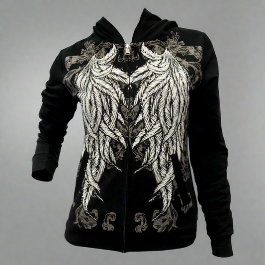 Women's Rhinestone Angel Wing Hoodie - Velora Luxury Fashion