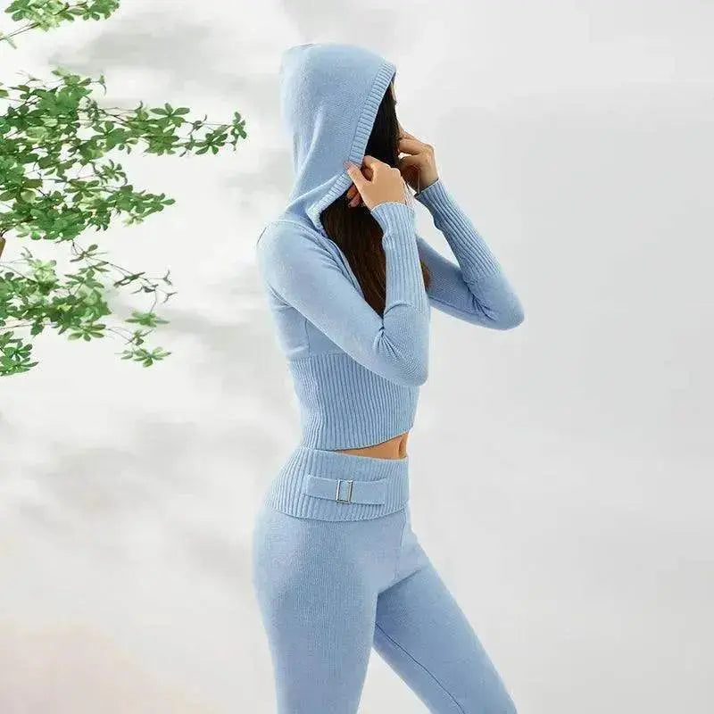Women's Comfortable Hoodie Leisure Charming Long Sleeve Sweater And High Waist Long Pants Suit