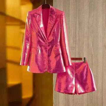 Women's Suit Coat Shorts and Blazer Fashion Suit Two-piece Suit