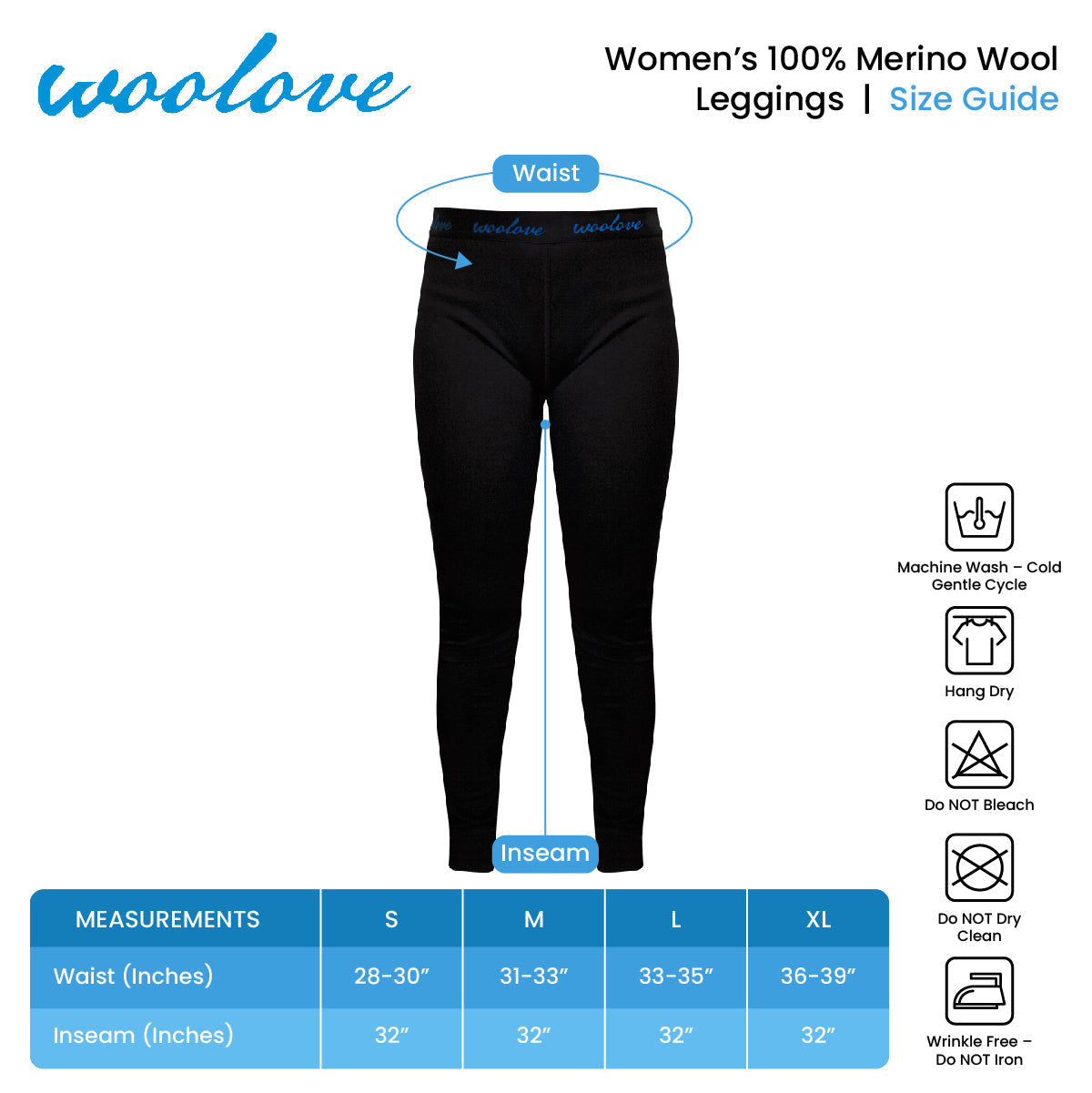 Women's 100% Merino Wool Long Underwear Base Layer Leggings 190 GSM - Midweight - Velora