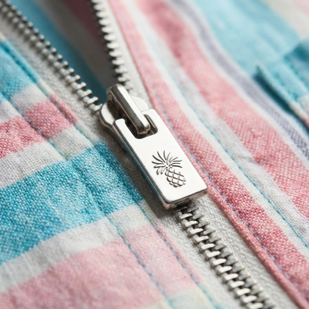 Women's [L] Kohala Stripe 1/4 Zip Linen Sleeveless Blouse | Tommy Bahama Sassy's Garage