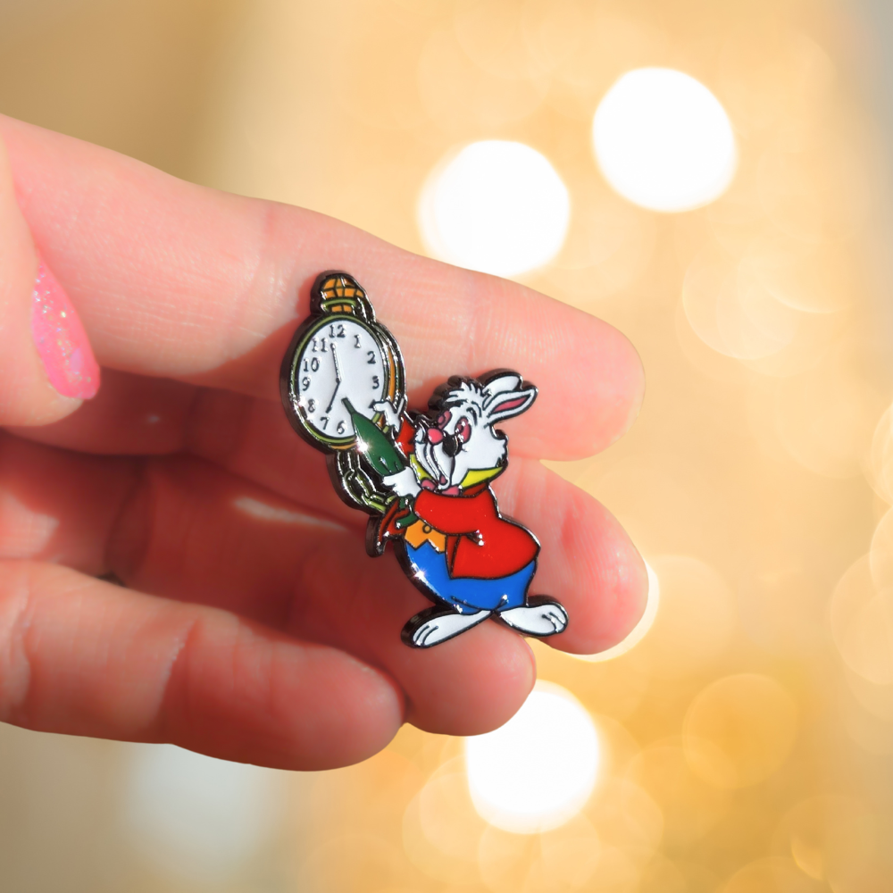 White Rabbit with Pocket Watch (Green) | Collectible Pin - Velora