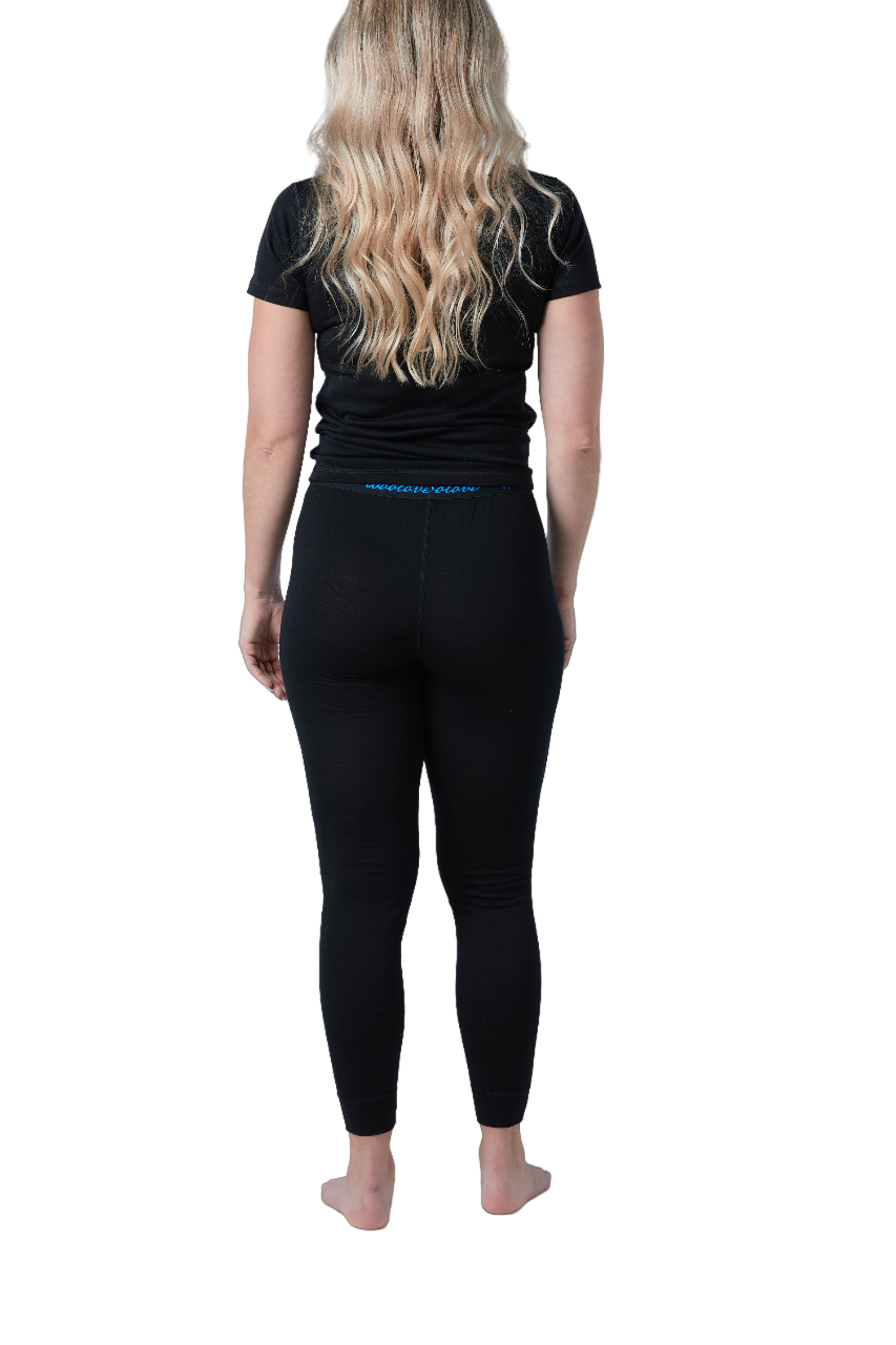 Women's 100% Merino Wool Long Underwear Base Layer Leggings 190 GSM - Midweight - Velora