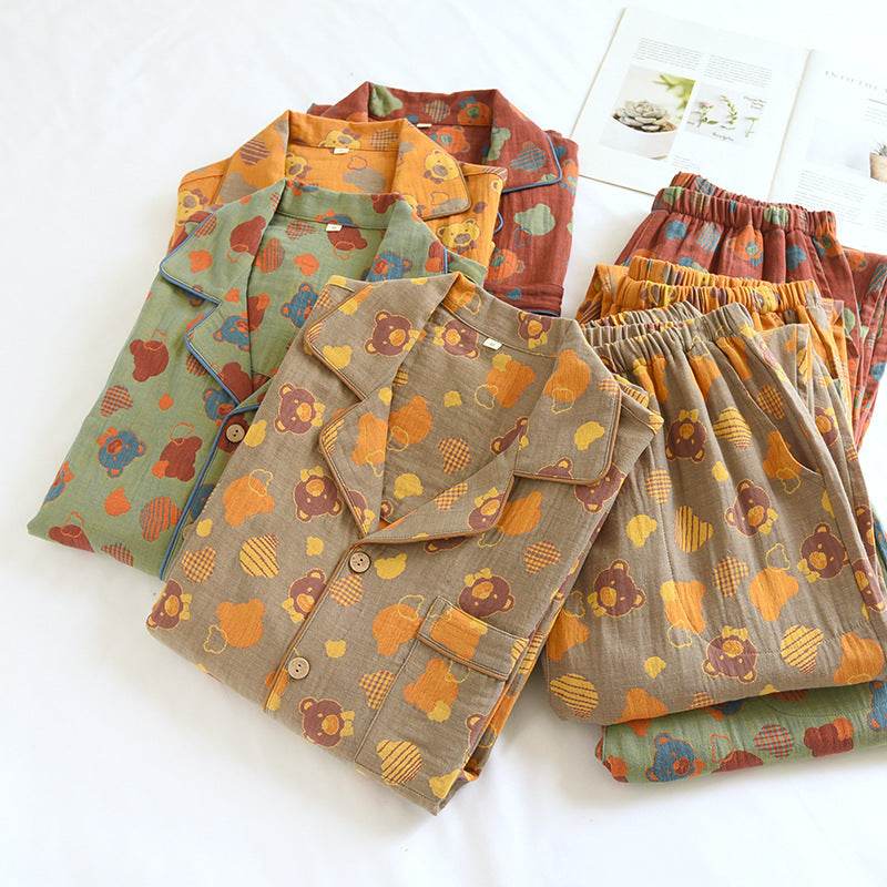 Woven Jacquard Lapel Pajamas Suit Loose EX-STOCK Canada