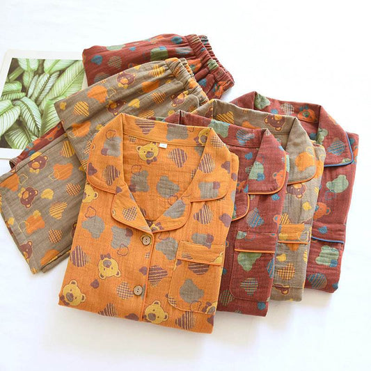 Woven Jacquard Lapel Pajamas Suit Loose EX-STOCK Canada