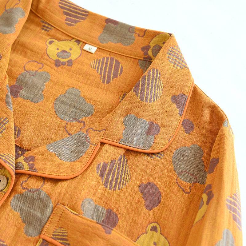 Woven Jacquard Lapel Pajamas Suit Loose EX-STOCK Canada